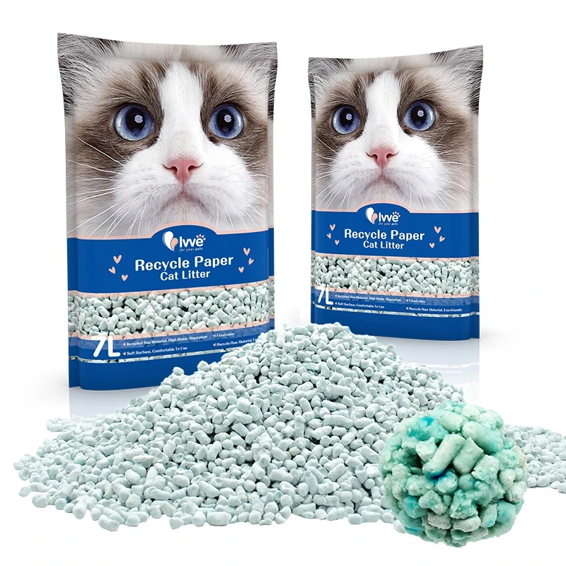 Recycled paper cat litter